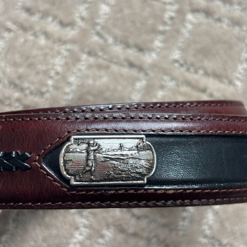 Brighton Onyx VTG Leather Golf Belt Men's 32 Brown Black Classic 1" Wide NWT